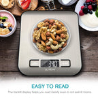 Ultrean Food Scale, Digital Kitchen Scale With Lcd Display, Weight Grams And Ounces For Baking Cooking And Meal Prep, 6 Units With Tare Function, 304 Stainless Steel, 11Lb (Batteries Included)