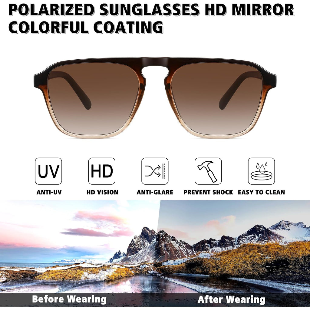Polarized Retro Aviator Sunglasses For Men Women Classic Driving Running Sports Square Aviators Sun Glasses