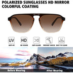 Polarized Retro Aviator Sunglasses For Men Women Classic Driving Running Sports Square Aviators Sun Glasses