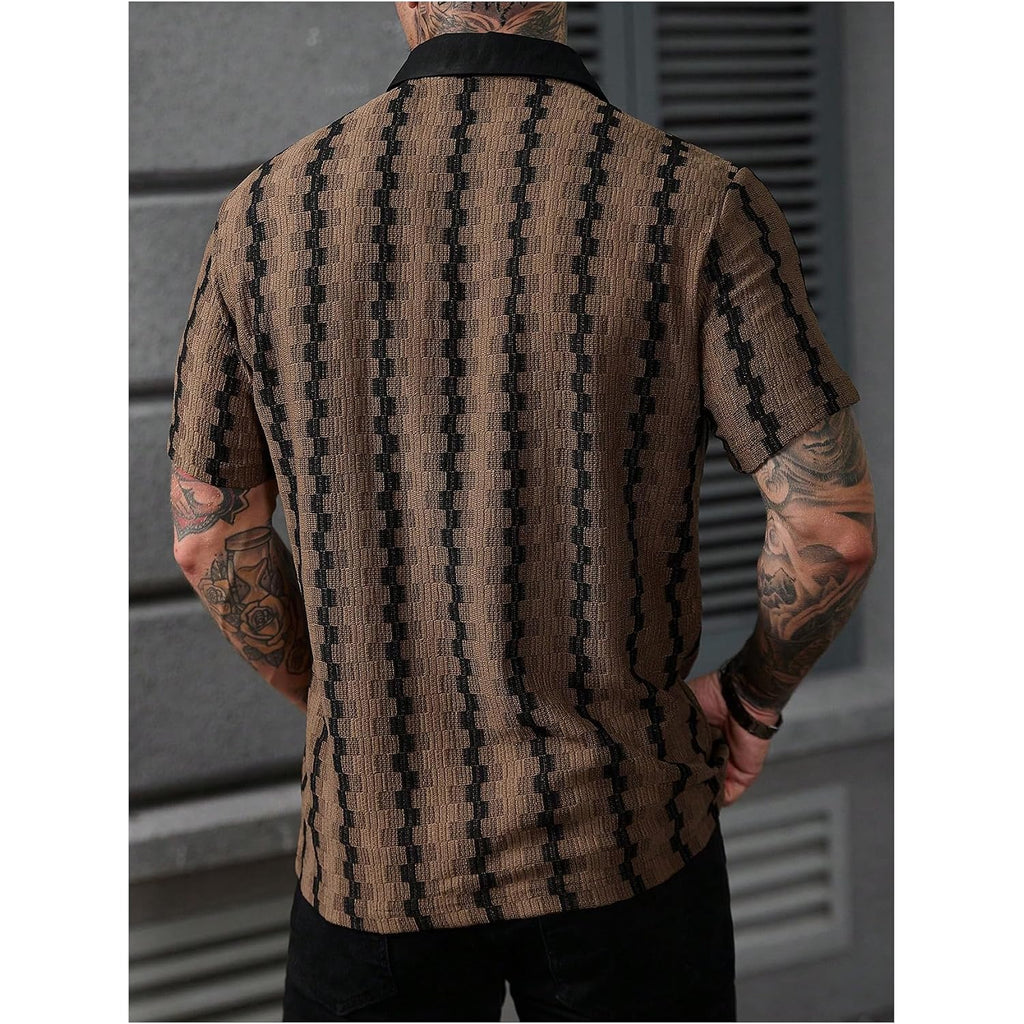 Soly Hux Men'S Summer Striped Shirts Casual Button Down Textured Short Sleeve Collared Vintage Beach Shirts