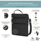 Travelon Anti-theft Classic Slim Double Zip Crossbody