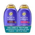 OGX Thick & Full + Biotin and Collagen for Hair Volume & Body, Sulfate Free Volumizing Shampoo & Conditioner Set for Fine & Thinning Hair, Nutrient-Infused, Vitamin B7, 13 fl oz, 2 Pack