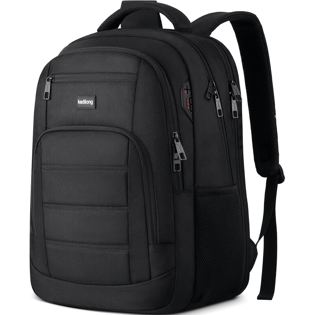 Kadilong School Backpacks For Teen Boys Laptop Backpack Men,Bookbag College Computer Bag With Usb Charging Port For Work Business Middle High School Student,Black