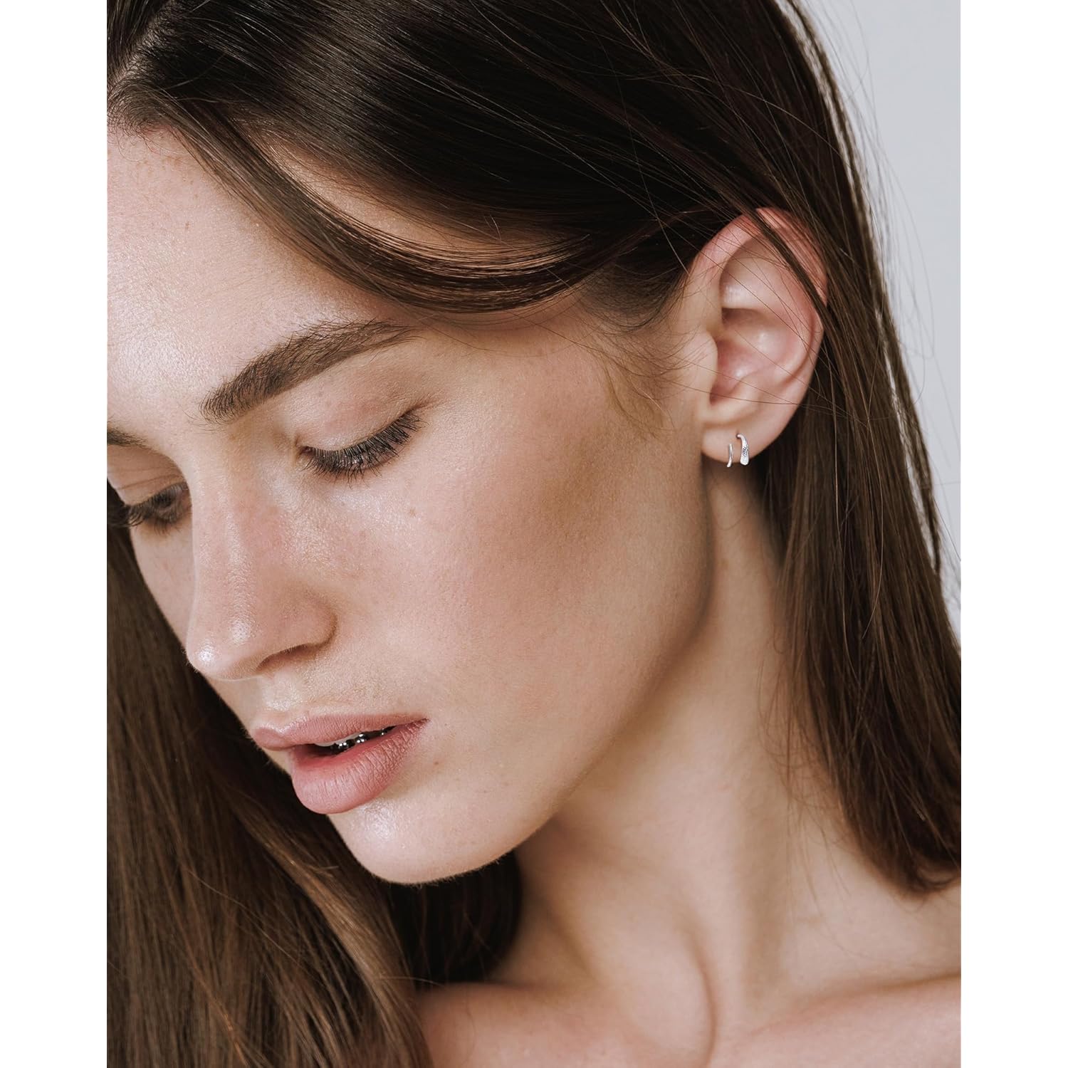 Tiny Double Hoop Earring S925 Sterling Silver Small Hammer Texture Hoop Hypoallergenic Twist Spiral Earrings for Women - Sliver & Gold