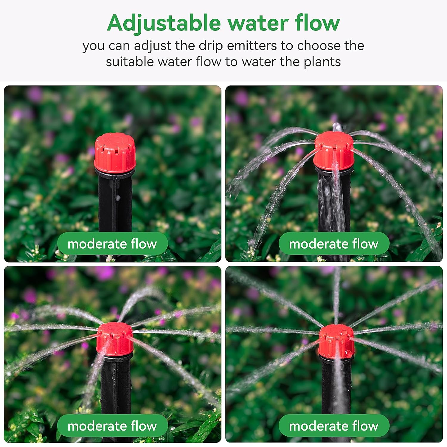 50Pcs Adjustable Drip Irrigation Emitters: Garden Drippers For 1/4" Tubing | 360 Degree Water Flow, 5-Inch Arrow Stake, For Garden/Lawn/Planter Beds, Compatible With 4-7Mm Tubing, Diy Watering System