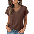 Anrabess Womens Waffle Knit Tops 2026 Summer Casual Short Sleeve V Neck T Shirts Basic Work Tee Spring Vacation Blouses