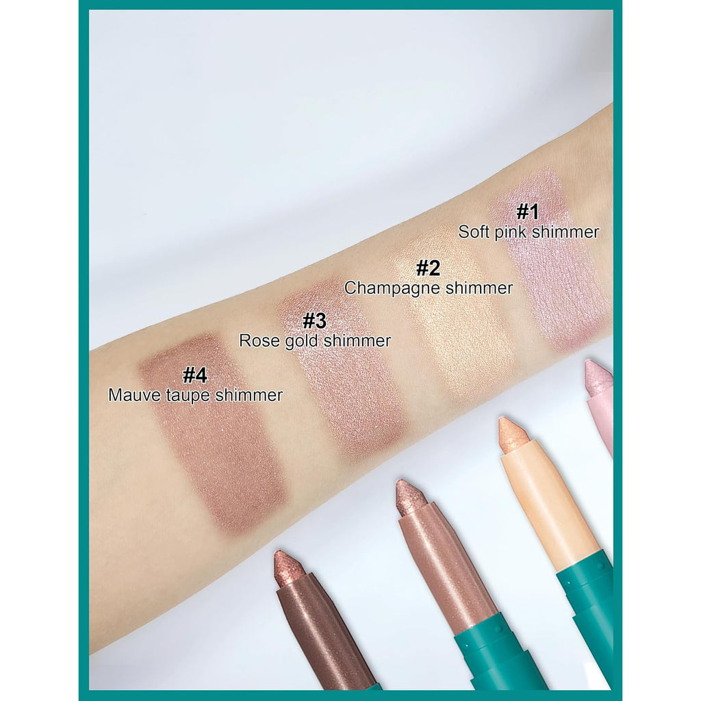 Erinde 4 Colors Eyeshadow Stick, Eye Brightener Stick, Shimmer Creamy Eye Shadow Makeup, Long Lasting Waterproof Glitter Highlighter Eye Liner Pencil Set