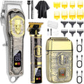 Hiena Pro Professional Hair Clipper Set For Men, Rechargeable Cordless Clippers And Trimmers Set, Electric Foil Shavers And Beard Trimmers, Hair Cutting Tools With Led Display, Gifts For Men
