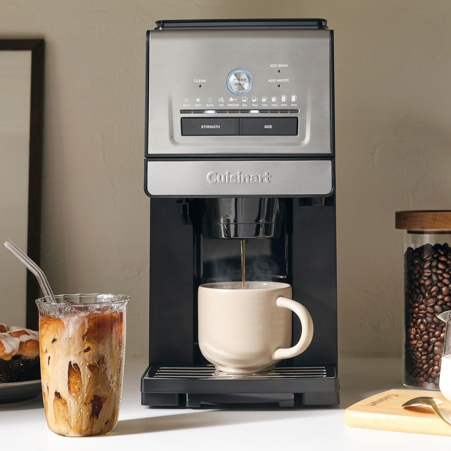 Cuisinart Coffee Maker, Grind And Brew Single Serve Coffee Maker, 6 Cup Sizes, Built-In Stainless Steel Burr Mill, Adjustable Strength, Grind Control And Over Ice Feature, Easy Cleaning, Dgb-30
