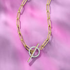 Ross-Simons 0.25 ct. t.w. Diamond Toggle Clasp Paper Clip Link Necklace in 14kt Yellow Gold