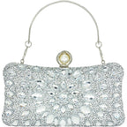 MAIRLOM Rhinestone Clutch Purses for Women Evening Wedding Formal - Pearl Clasp Handbag Crystal Gemstone Bag for Party Prom