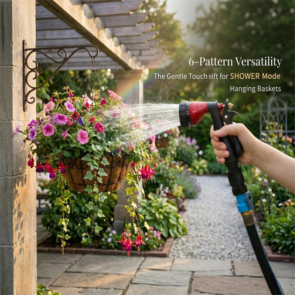 Water Hose Nozzle Spray Nozzle, Metal Garden Hose Nozzle With Adjustable Spray Patterns, Perfect For Watering Plants, Washing Cars And Showering Dogs & Pets