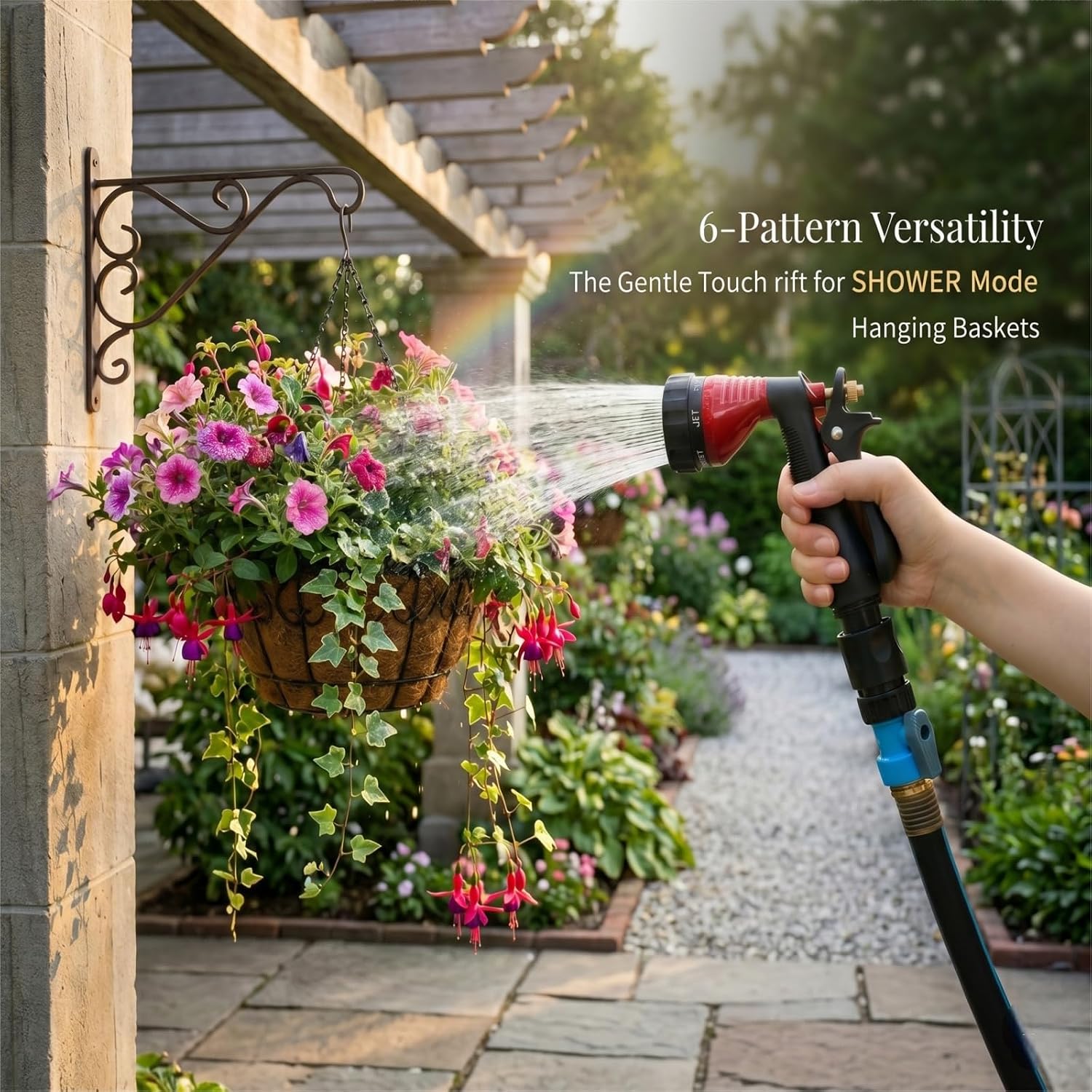 Water Hose Nozzle Spray Nozzle, Metal Garden Hose Nozzle With Adjustable Spray Patterns, Perfect For Watering Plants, Washing Cars And Showering Dogs & Pets