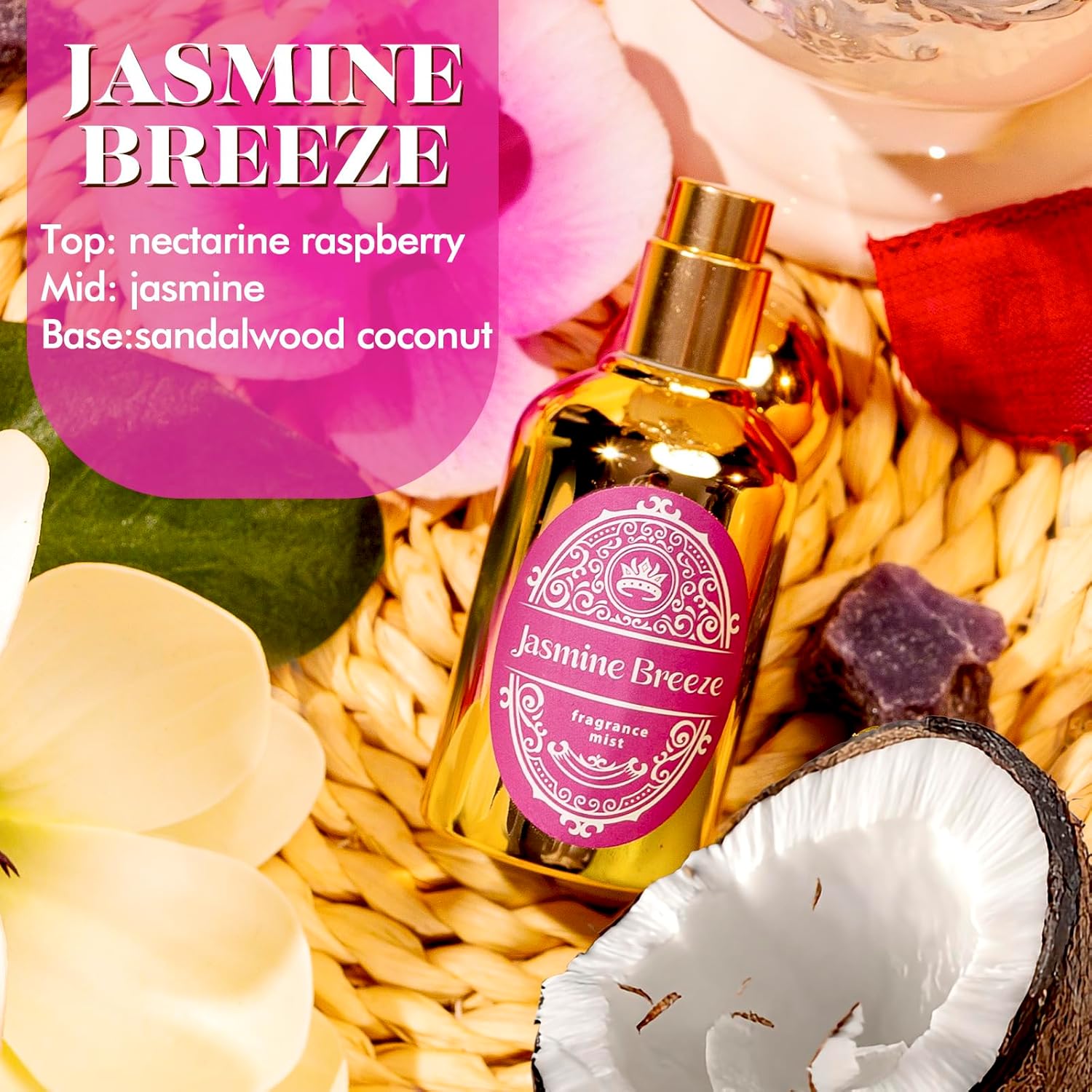 Body Spray for Women, Fragrance Mist, 3 Pack Travel Size Set, 60ml/2.1 fl oz, Vanilla Woods, Cloud Serenade, Jasmine Breeze