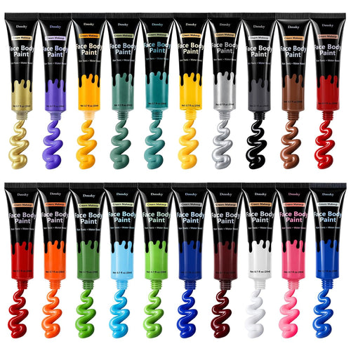 20 Colors Face Body Paint Cream Kit,High Pigment Body Paint For Adults And Kids,Non-Toxic Water Based Face Paint For Stage Cosplays,Halloween Sfx Makeup,0.7 Fl Oz Each
