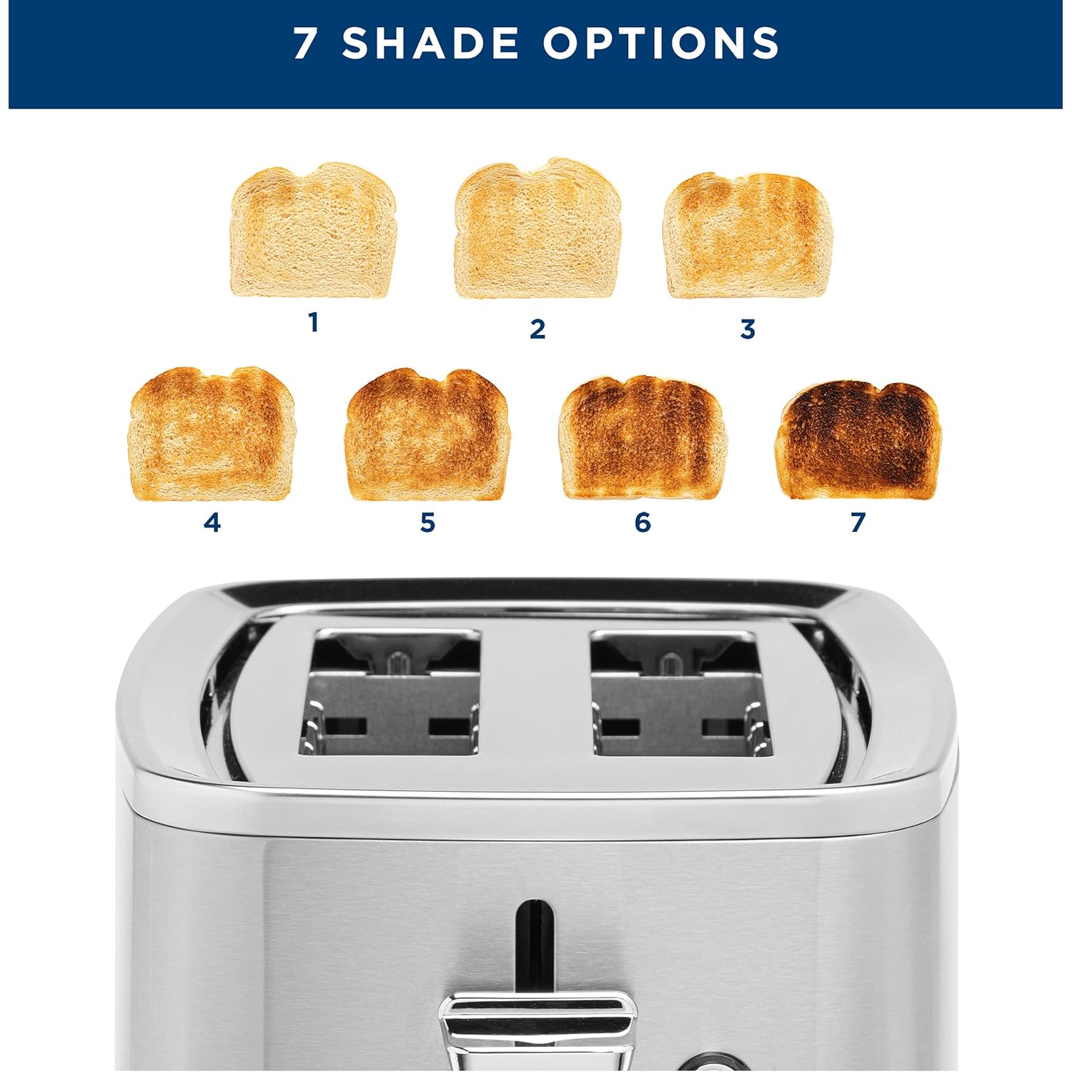 GE 2 Slice Stainless Steel Toaster, Extra Wide Slots for Toasting Bagels, Breads, Waffles & More, 7 Adjustable Shade Settings, Removable Crumb Tray, Countertop Kitchen Essentials, 850 Watts