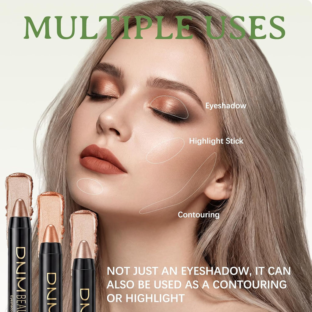 Volksrose 16 Colors Eyeshadow Shimmer Stick, Highlighter Eye Shadow Sticks Set, Colorful Eyeshadow Pencil Crayon Creamy, Waterproof Pearly Sparkle Glitter Cream Stick Pen Eyeliner Makeup For Women