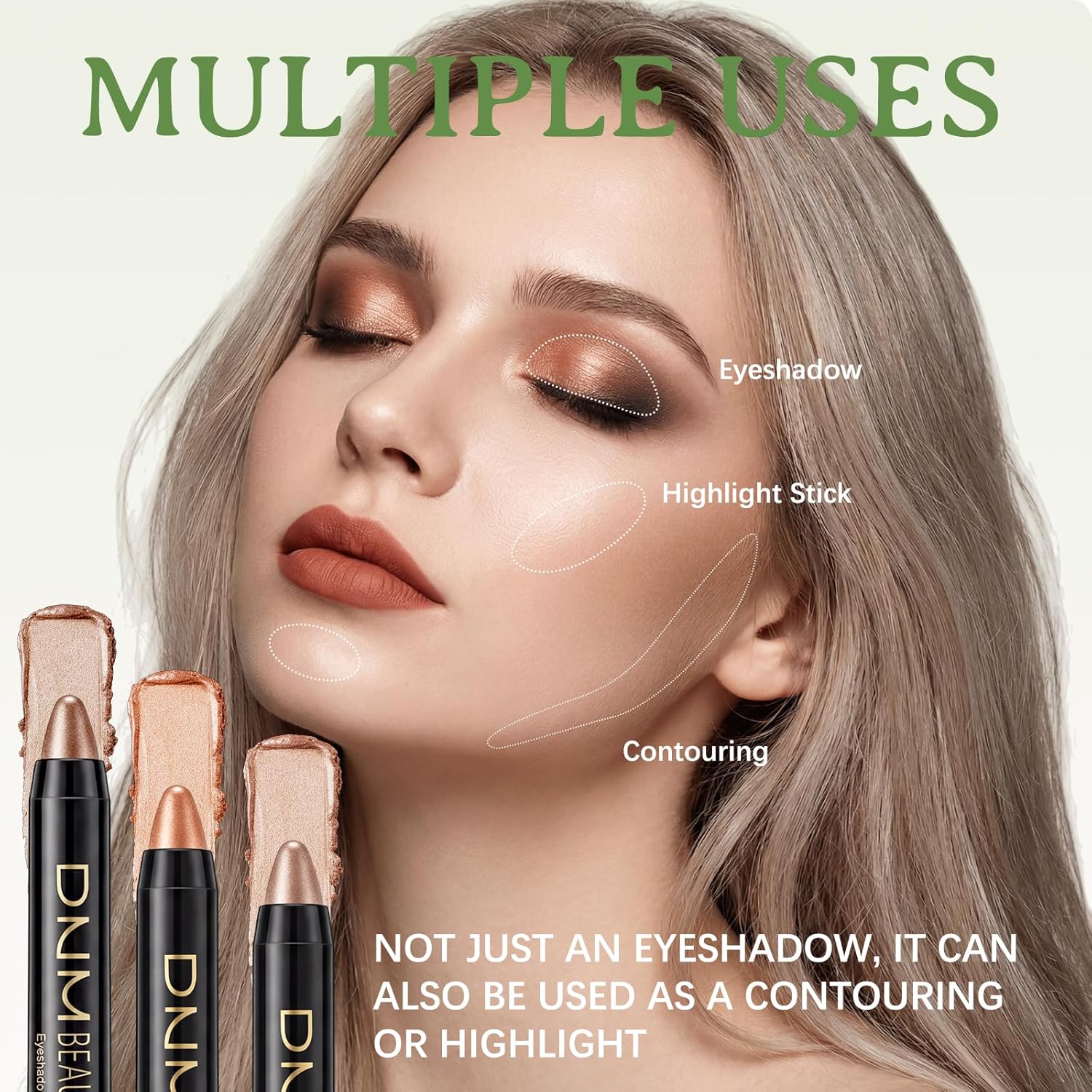 VolksRose 16 Colors Eyeshadow Shimmer Stick, Highlighter Eye Shadow Sticks Set, Colorful Eyeshadow Pencil Crayon Creamy, Waterproof Pearly Sparkle Glitter Cream Stick Pen EyeLiner Makeup for Women