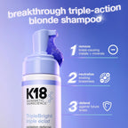 K18 Triplebright Oxidation Defense Purple Shampoo - Non-Staining Blonde Shampoo Removes + Helps Prevent Brass For Brighter, Longer-Lasting Blonde - For All Highlighted + Lifted Hair Tones (4.2 Fl Oz)