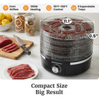 Elite Gourmet EFD319 Food Dehydrator, 5 BPA-Free 11.4" Trays Adjustable Temperature Controls, Jerky, Herbs, Fruit, Veggies, Dried Snacks, Black