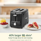 Cuisinart Core Collection 2-Slice Toaster | Extra-Long Slots For Artisan Bread, Bagel | High-Lift Quickview™ | Single Slice & Defrost Function | +30Sec Toast Boost | Removable Crumb Tray, Black