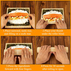 4 Pcs Bamboo Roll Sushi Mat, Sushi roll maker for Kimbap Sushi Maki Rolls, Easy Homemade (9.5" x 9.5")