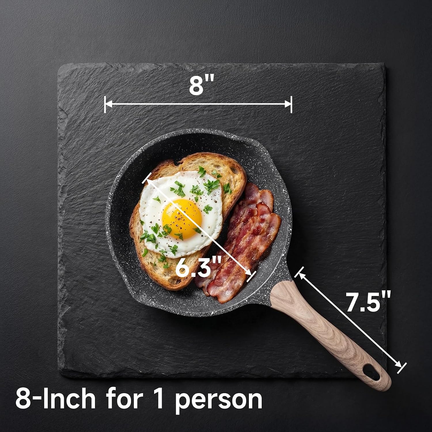 Jeetee 8 Inch Nonstick Frying Pan For Egg, Nonstick Omelette Skillet With Soft Touch Handle, All Stove Induction Compatible
