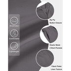 Coofandy Mens Casual Shorts 9" Flat Front Elastic Waist Linen Dress Shorts Lightweight Summer Outfits With Pockets