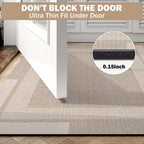 YDKGL Non Slip Bath Mat, Rubber Backing Ultra Thin Bathroom Rugs Fit Under Door Quick Dry Super Absorbent Washable Bath Rug Shower Mat for Bathroom Floor Bathtub Shower Sink, Easy Care Beige 16"x 24"