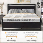 Sha Cerlin Heavy Duty Queen Size Bed Frame With Modern Headboard, Black