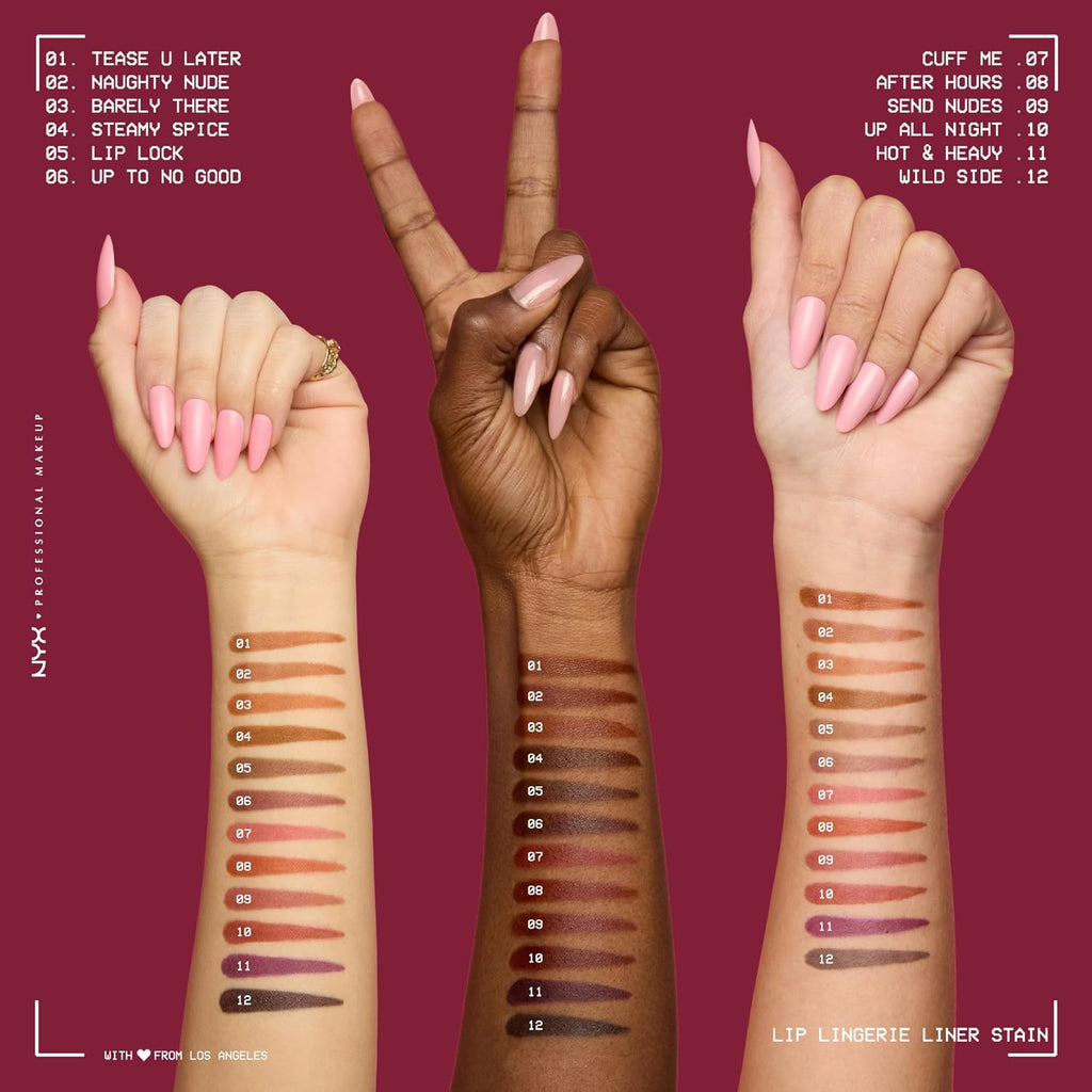 Nyx Professional Makeup Lip Lingerie Liner Stain, Seamless Make Up With All-Day Color, Waterproof Lip Stain Finish - Naughty Nude (Warm Nude)