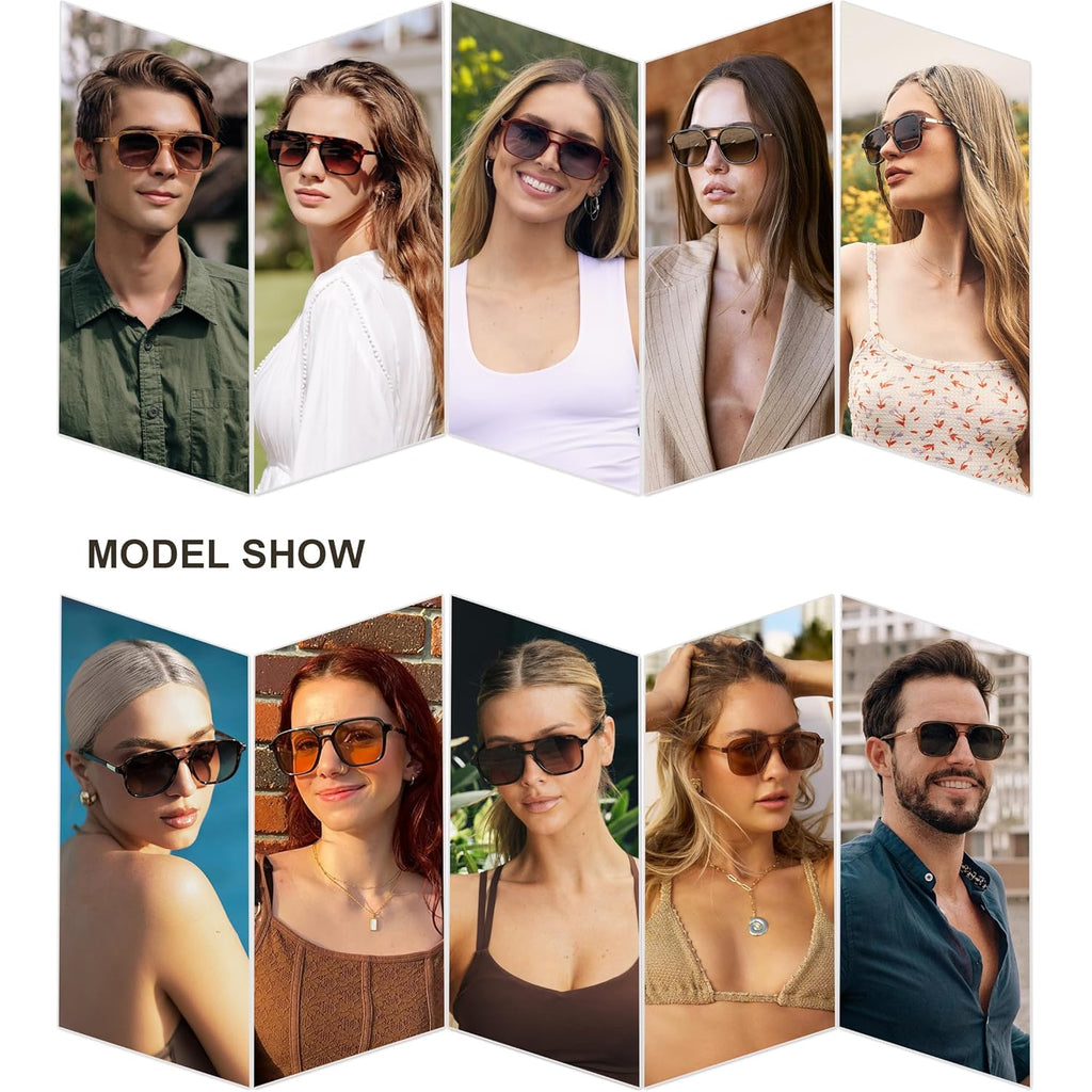 SOJOS Retro Aviator Sunglasses for Women Men,Trendy Rectangle Womens Mens Shades Sun Glasses SJ2202