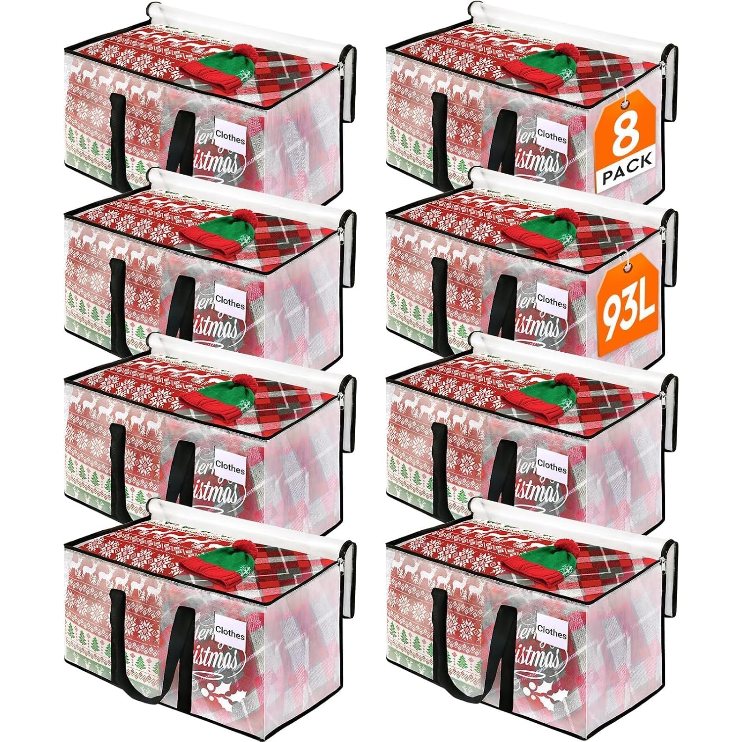 Moving Bags, 93L 8-Pack Storage Bags, Moving Box Heavy Duty Extra Large, Moving Totes With Zipper, Reinforced Handles & Tag Pocket, Boxes For Packaging Moving