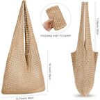 Crochet Bags, Beach Mesh Tote Bag Womens Shoulder Shopping Handbag Casual Travel Totes Bag Foldable Hobo Bags