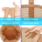 Fammart Mesh Beach Bag For Women, Summer Straw Tote Hobo Pool Bags With Zipper Pocket, Travel Vacation Cruise Essentials 2026
