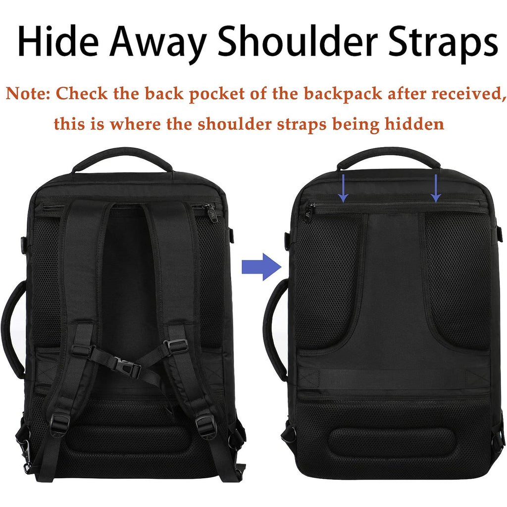 Matein Carry On Backpack, Extra Large Expandable Travel Backpack For Men | Airplane Approved, Weekender Bag For Women, Mochila De Viaje, Water Resistant, Lightweight Daypack For Flight, 40L, Black