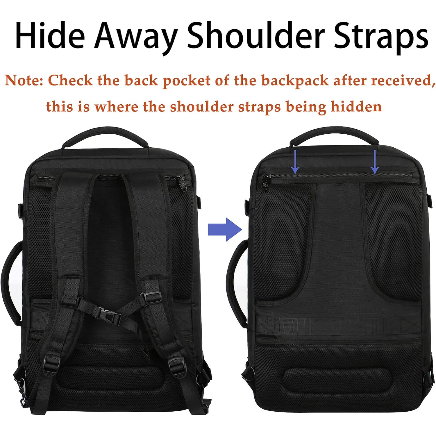 Matein Carry On Backpack, Extra Large Expandable Travel Backpack For Men | Airplane Approved, Weekender Bag For Women, Mochila De Viaje, Water Resistant, Lightweight Daypack For Flight, 40L, Black