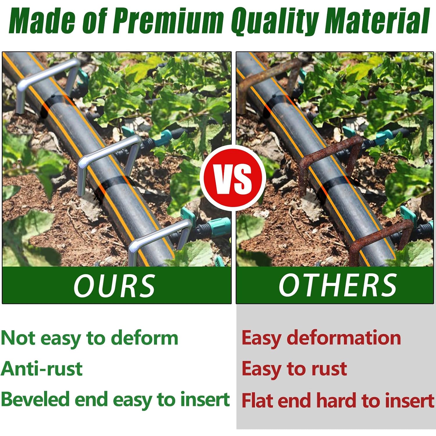 50 Pack Landscape Staples 4 Inch Garden Stakes Galvanized Garden Staples Pins Anti-Rust Ground Stakes For Weed Barrier, Irrigation Tubing, Landscaping Fabric, Yard Lawn