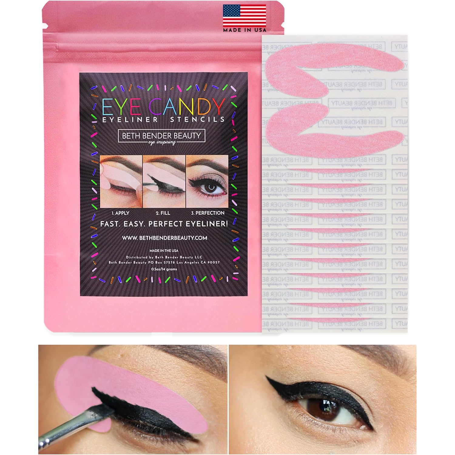 Eyeliner Stencils | Cat Eyeliner Stencil & Winged Eyeliner Tool | Made In Usa & Created By Celebrity Makeup Artist | Reusable And Flexible Eyeliner Tape & Eyeshadow Tape (Pack Of 1)