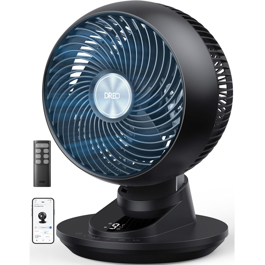 Dreo Smart Fan For Bedroom, Powerful 85 Ft Airflow, 12 Inches, Desk Fans In 20Db Quiet, 90°+90° Oscillating Fans, App/Voice Control, 9 Speeds & 8/12H Timer For Home Office Dorm