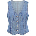Lyhipss Denim Vest Women V Neck Jean Vest Tops For Women Sleeveless Button Down Summer Outfit Denim Tops