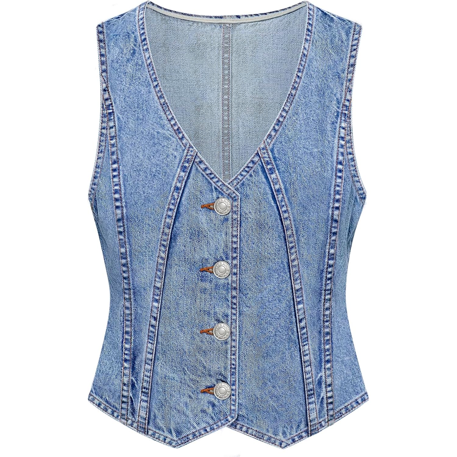 Lyhipss Denim Vest Women V Neck Jean Vest Tops For Women Sleeveless Button Down Summer Outfit Denim Tops