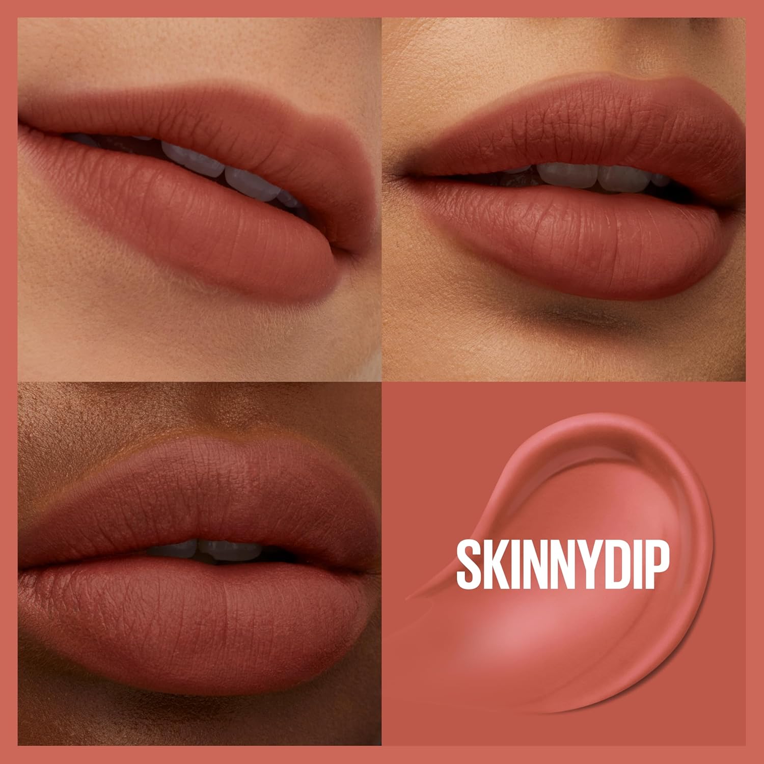 MAYBELLINE Super Stay Teddy Lip Tint, Long Lasting Matte Lipstick For Up To 12HR Wear, Skinnydip, 1 Count