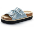 Pepstep Slide Sandals For Women With Soft Cork Footbed And Strap, Ladies Fashion Platform Slide Sandals Comfortable Slip On Style