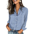 Zeagoo Button Down Shirts For Women Long Sleeve Tops Striped Solid Blouses | Collared V Neck Shirts Button Up Shirt Dressy Casual Blouses Cute Summer Fall Fashion Clothes Office Work Tops Spring Outfits