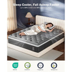Firm Queen Mattress 14 Inch, Cooling Hybrid Mattress In A Box For Deep Sleep, Luxury Hotel-Collection Design, Enhanced Back & Hip Support, Fiberglass-Free & Certipur-Us, 365-Night Trial