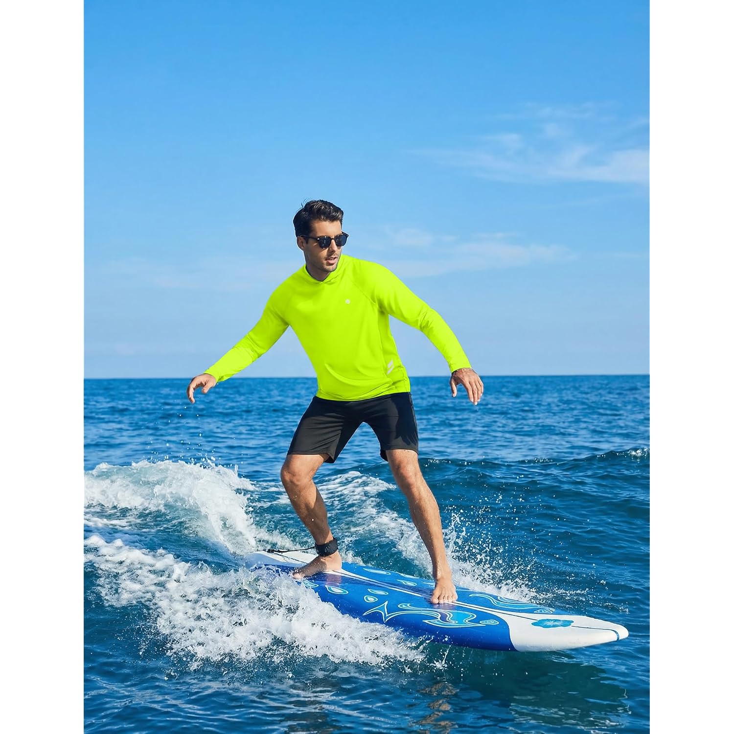 Pinspark Men'S Upf 50+ Sun Shirts Long Sleeve Fishing Hoodie, Uv Protection Rash Guard For Outdoor Hiking Running Swim Shirt