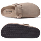 Odoly Genuine Suede Clogs For Women Men Soft Cork Footbed Leather Mules Comfort Potato Shoes With Arch Support