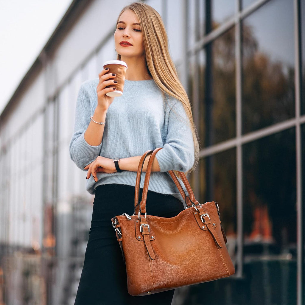 HESHE Genuine Leather Purses and Handbags for Women Tote Shoulder Bag Satchel Purse Top Handle Bags Hobo Crossbody Purse