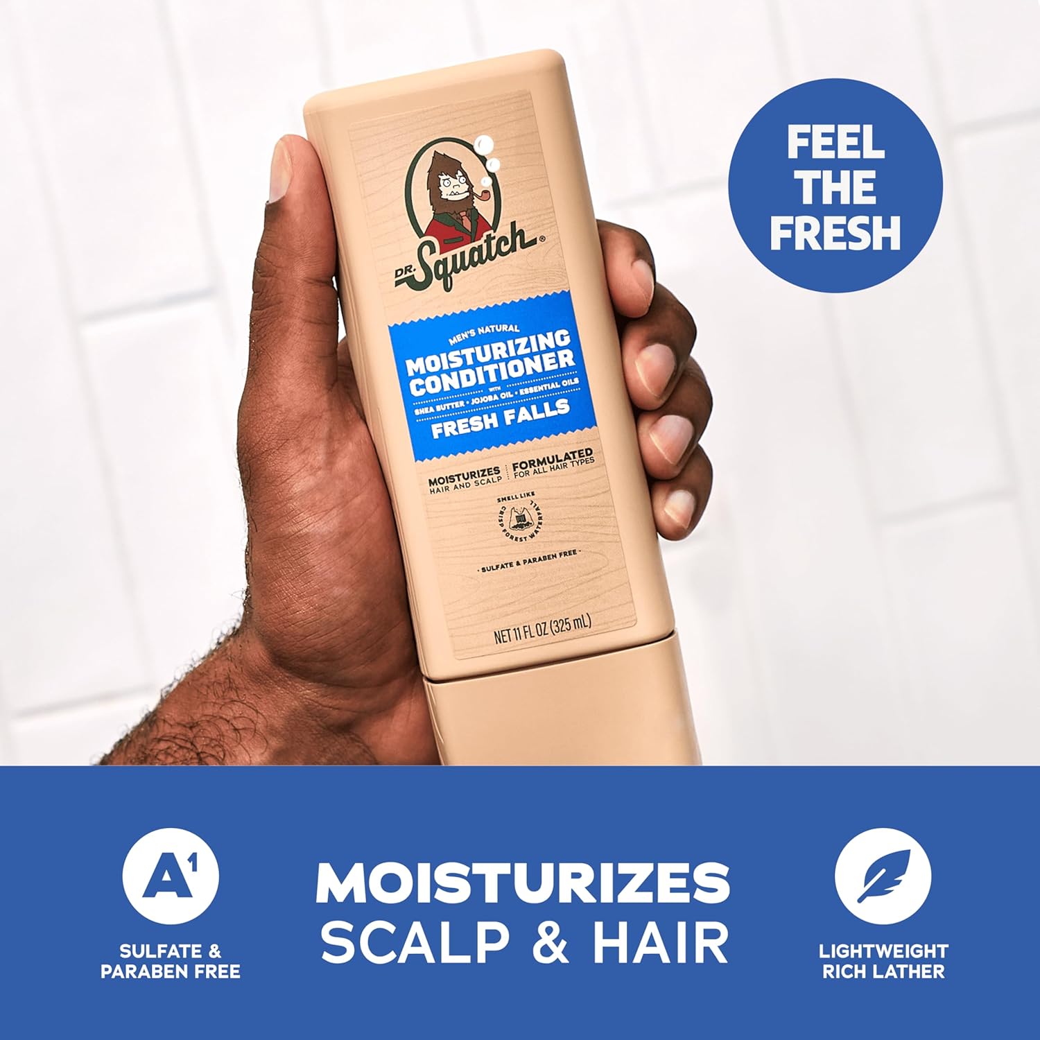 Dr. Squatch Men's Natural Shampoo and Conditioner Set – Sulfate & Paraben Free Natural Shampoo and Conditioner for Men – Scalp Nourishing Formula – Fresh Falls (11 fl oz, 2-Pack)